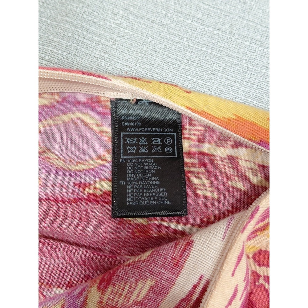 Forever 21 Ikat Tiered Maxi Skirt Med Pink Yellow Long Full Gathered - Picture 5 of 9